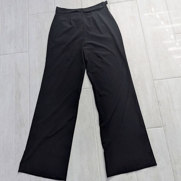 Women's Calvin Klein Trousers Wide Leg Pants Black Belt Loop High-Waisted 8 EUC - Picture 7 of 7